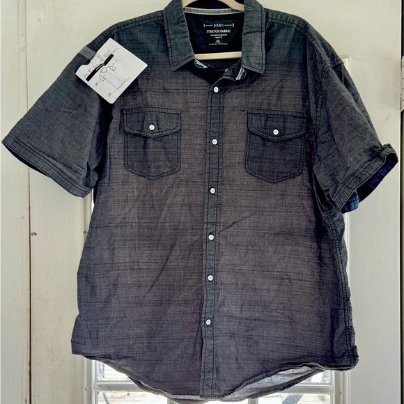 PD&C Gray Casual Button Lightweight Down Shirt with Classic Collar - Picture 1 of 5